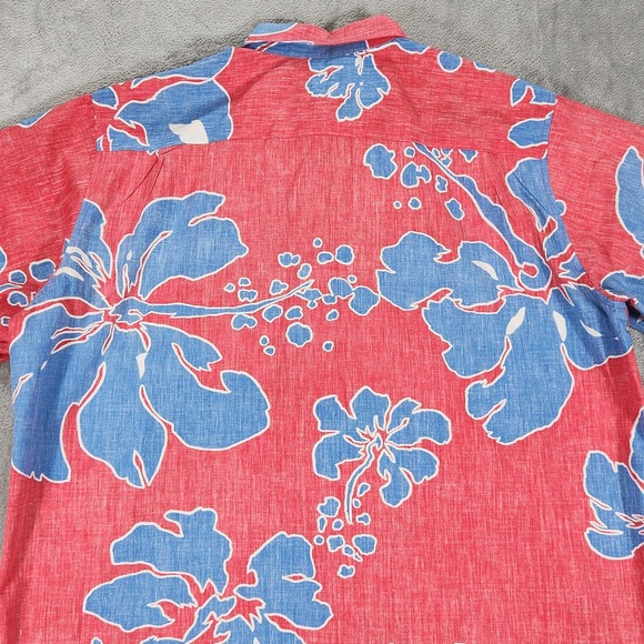 Reyn Spooner Shirt Mens Large Red Blue Hawaiian Reverse Print Floral Made USA - Picture 3 of 10